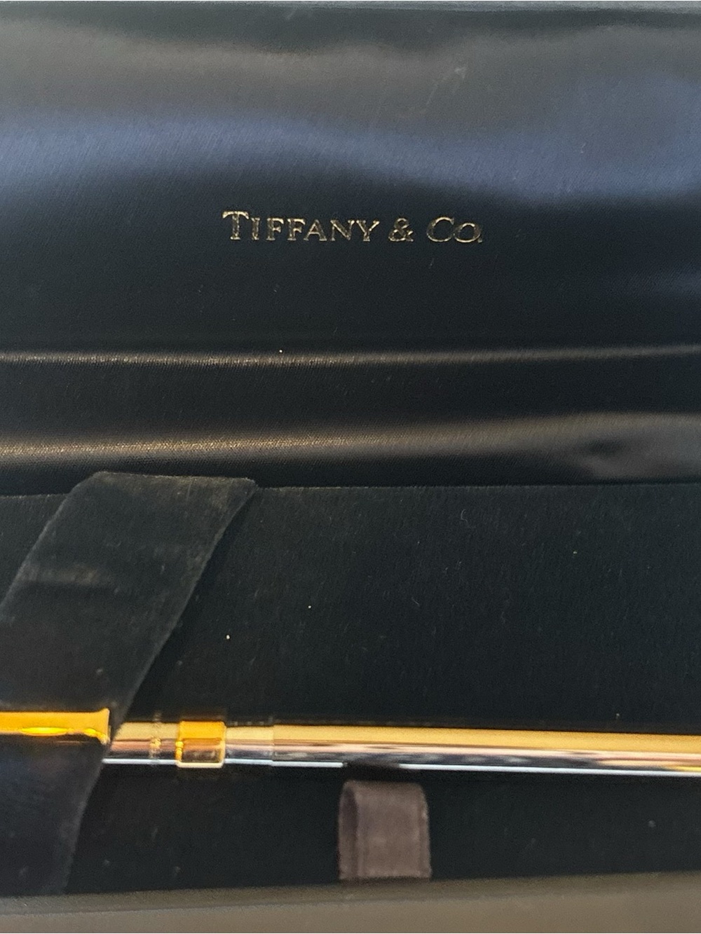 Tiffany & Co. Gold and Silver Ballpoint Pen with Black Case